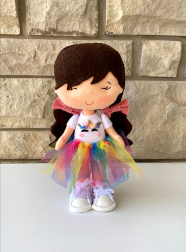 Rainbow Unicorn Felt Doll
